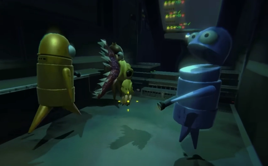 Illustrative community picture showing monsters moving through a level before they notice a player.
