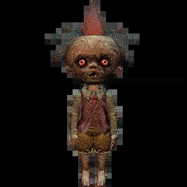 Community reference picture of the Birthday Boy: a doll-like monster in a pointed party hat.