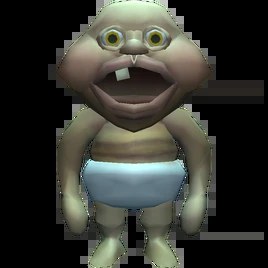 Community reference picture of the Rugrat: a small wide-eyed monster with a nappy.