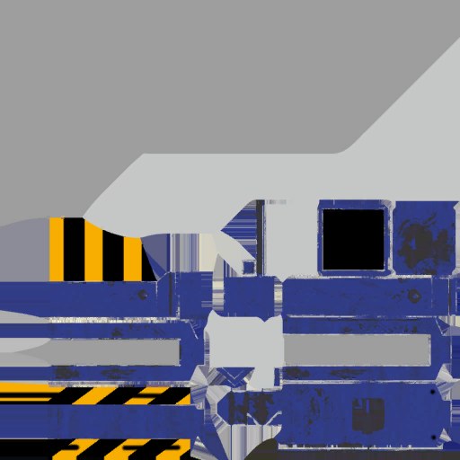 The colour texture the game ships for the ladder's body, a worn blue and grey metal sheet with black and yellow hazard stripes.